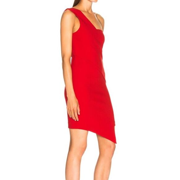 HANEY for FWRD Margot Dress Asymmetric One-Shoulder Size 4 in Red NWT - Picture 4 of 16